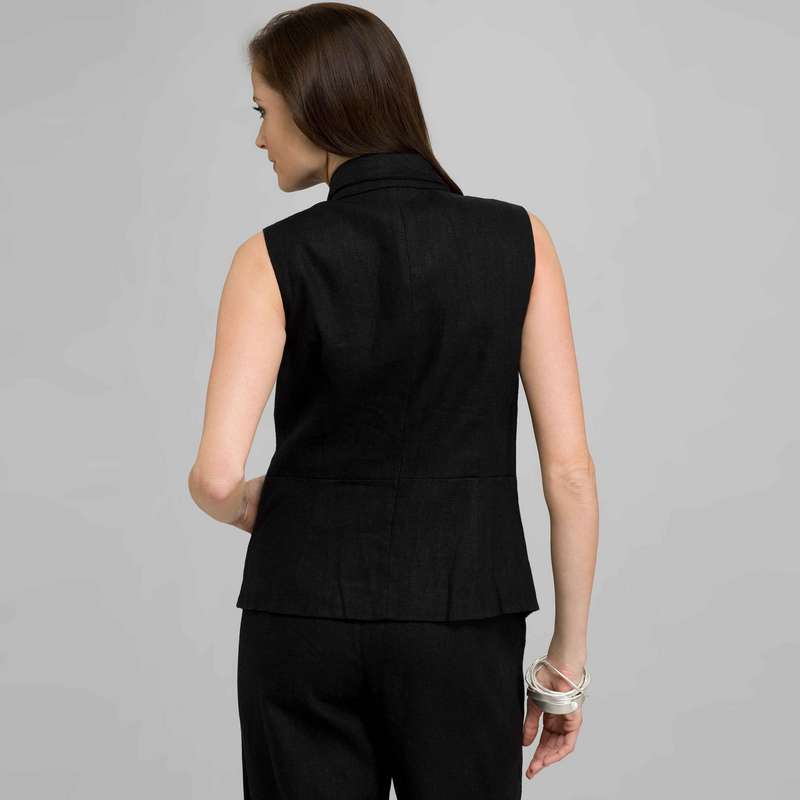 Linen Vest, Black, large image number 1