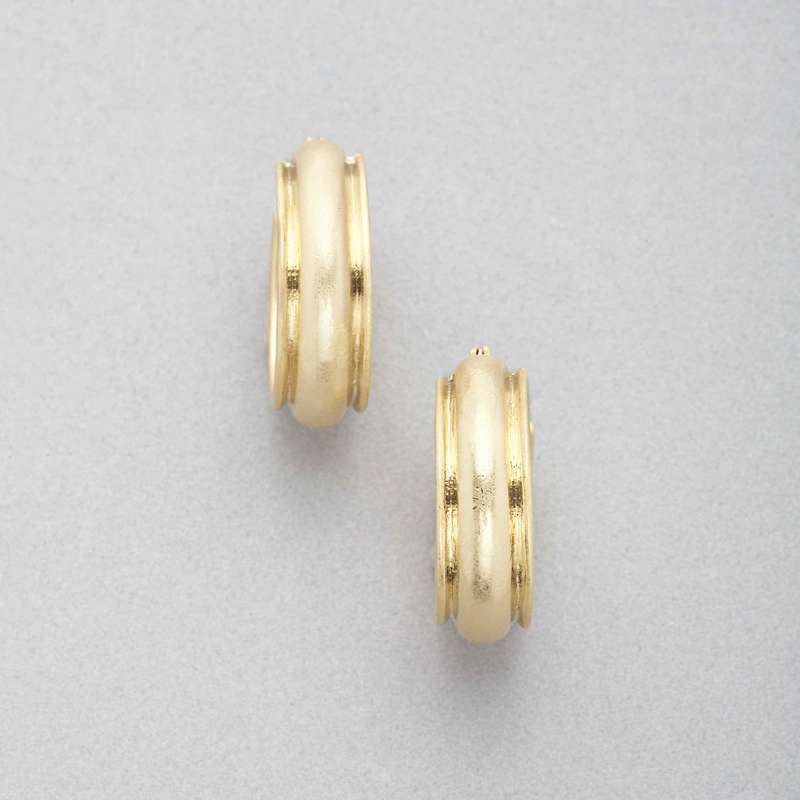 Worn Gold Hoop Earring, Gold, large image number 0