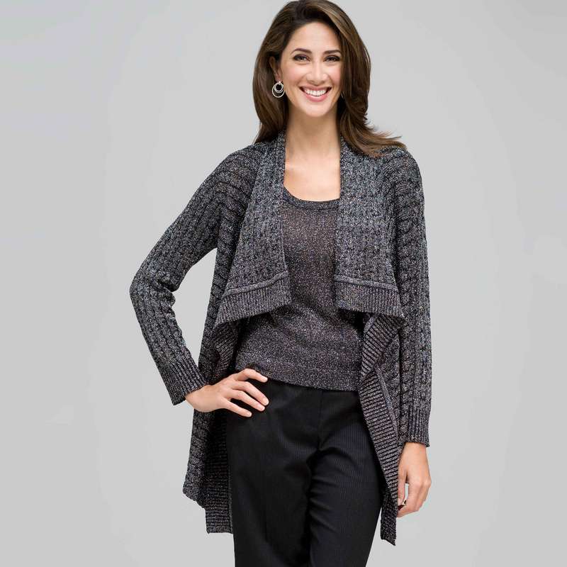 Cable Cardigan, Black Multi, large image number 0