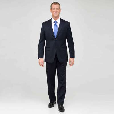 Navy Single Pleat Wool Suit