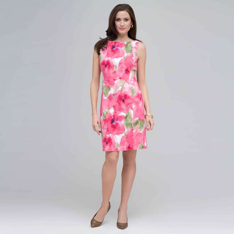 Floral Sheath Dress., Pink Gem Combo, large image number 0