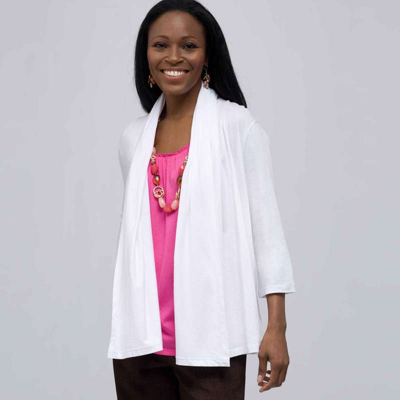 Drape Front Cardigan., White, large image number 0