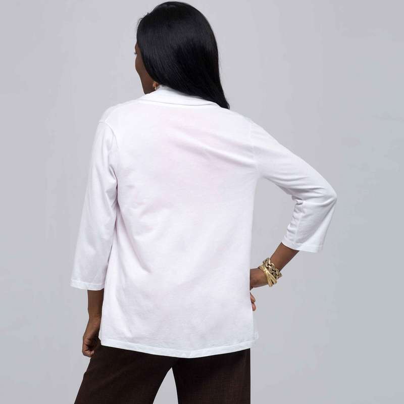 Drape Front Cardigan., White, large image number 1