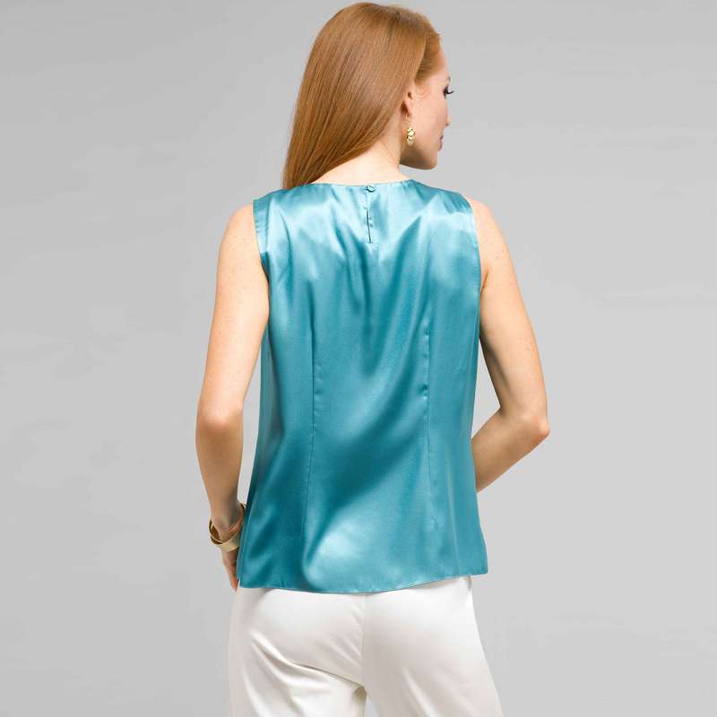 Sleeveless Pleated Front Blouse, Surf, large image number 1