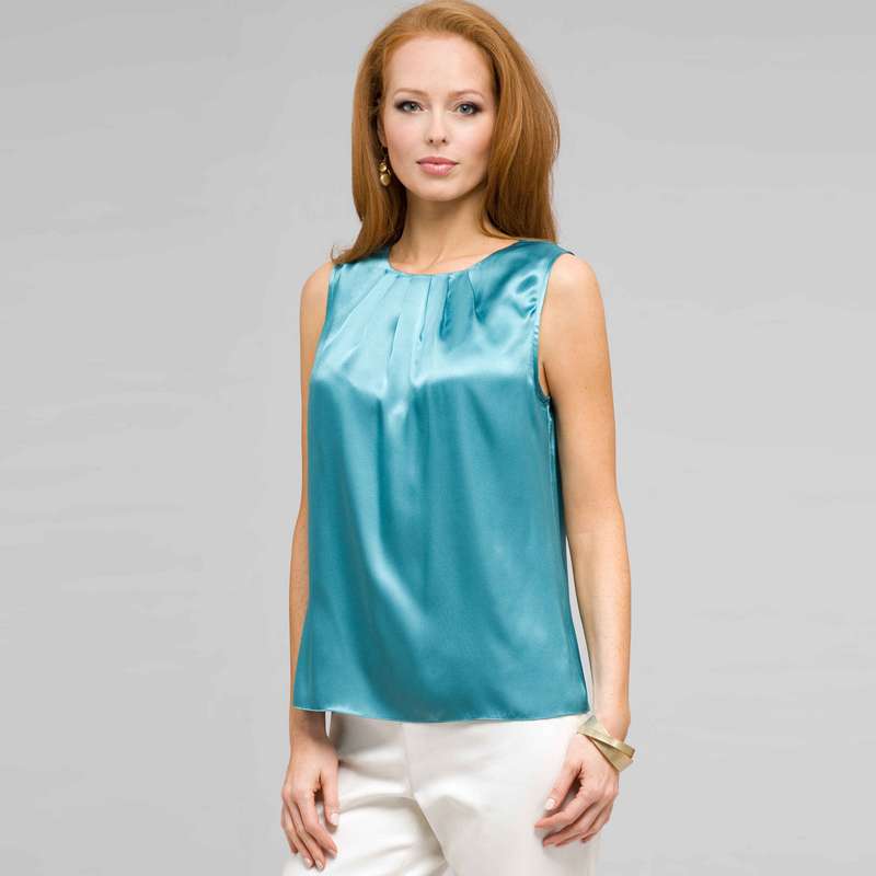 Sleeveless Pleated Front Blouse, Surf, large image number 0