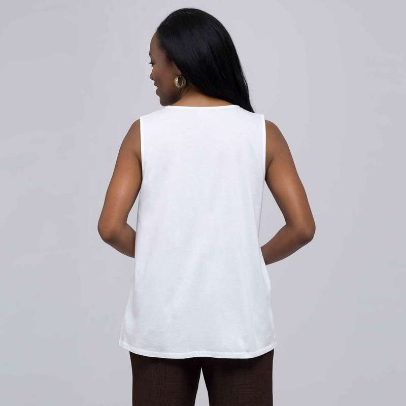 Shirred Front Tank., White, large image number 1